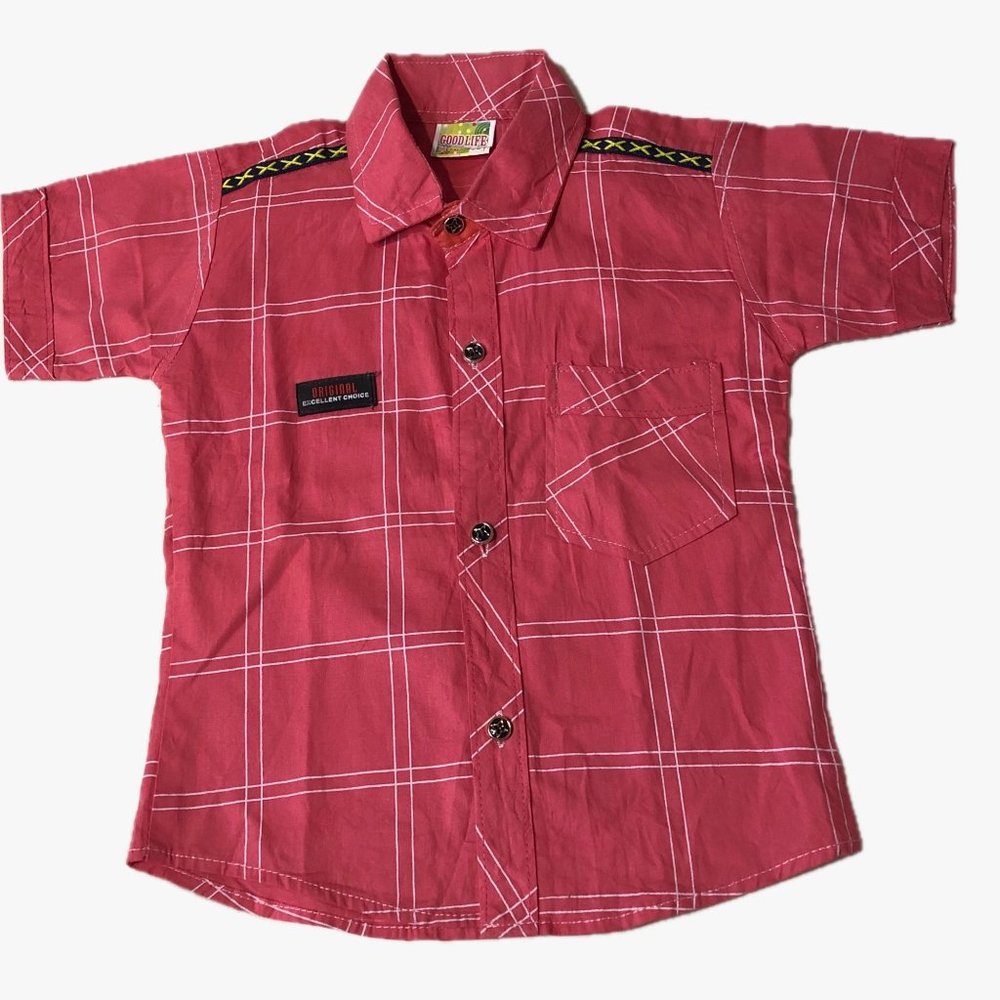 Good Life Button Up Dress Shirt Coral White Stripe Size 22 (3T-4T US)